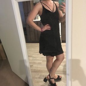 BLUE RAIN Black floral embroidered dress sz XS 🖤